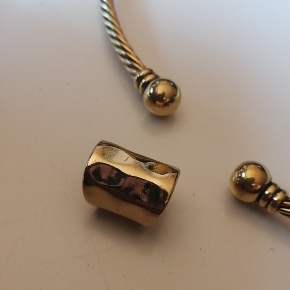 Vintage Gold Twisted Cable Torque Necklace Twist Cup Removable Pendant - Picture 6 of 8